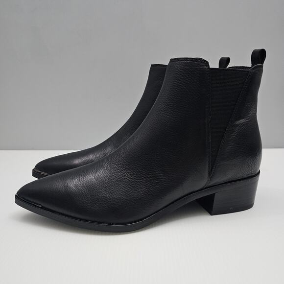 Marc Fisher LTD Yale Ankle Bootie Womens 8.5 Black Leather Chelsea Pointy Toe - Picture 1 of 16